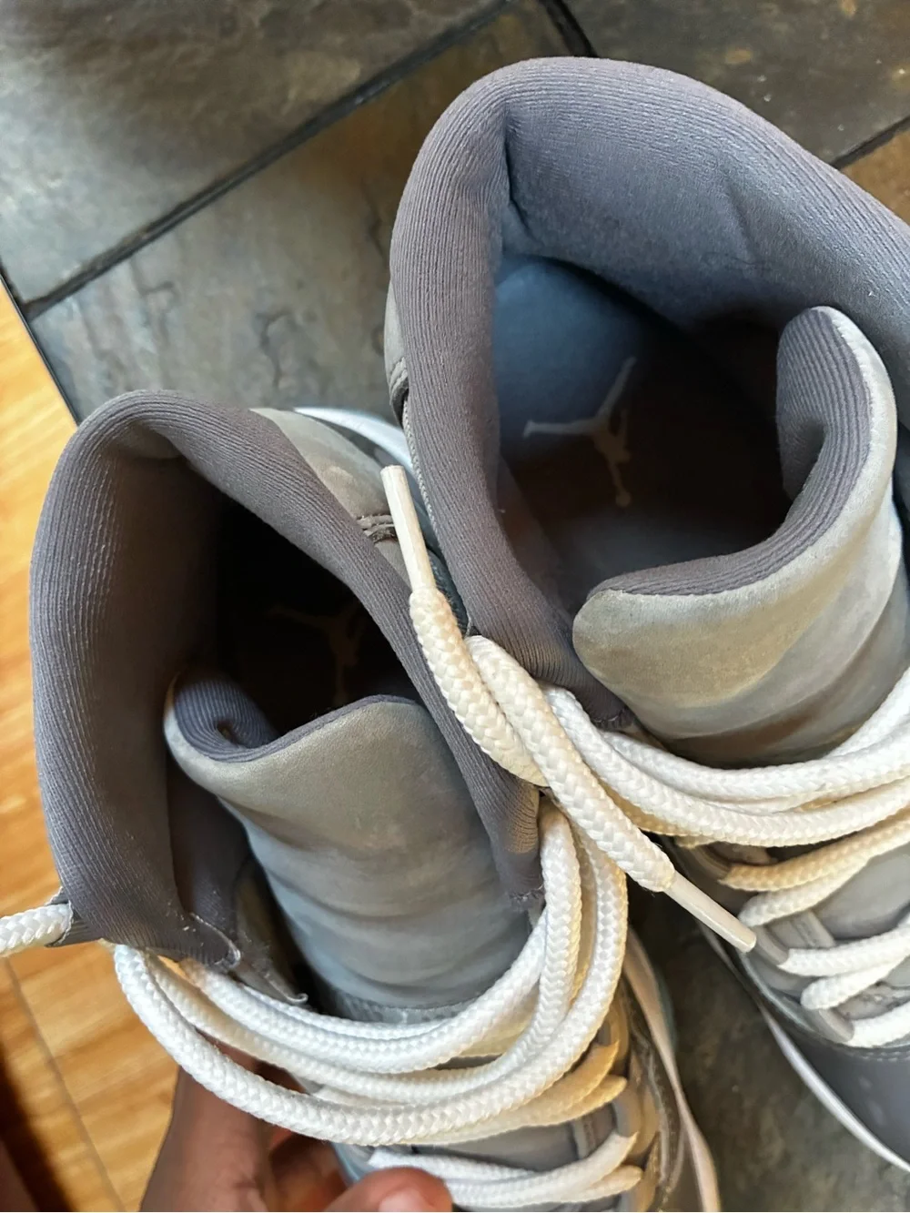 Air Jordan High-Top Sneakers in Grey and White meet up only Kc